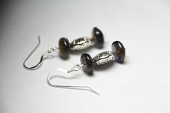Iolite Dark Blue Roundel 10mm Gemstone Earrings .925 Sterling Silver 1 1/2″ Hook