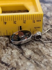 925 Sterling Silver Taxco Multicolor Dichroic Glass Pendant & 18″ Snake Chain