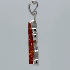 Cognac Brown BALTIC AMBER Ghost Specter Pendant 925 STERLING SILVER Tibuki 9043e