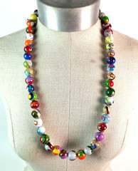 Sobral Planets Urano Pollock Multicolor 43 Orb Beads Artist Made 30″ Necklace