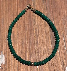 Emerald Quartzite 8.5” Bracelet / Dyed 4mm beads / Gold Filled Components
