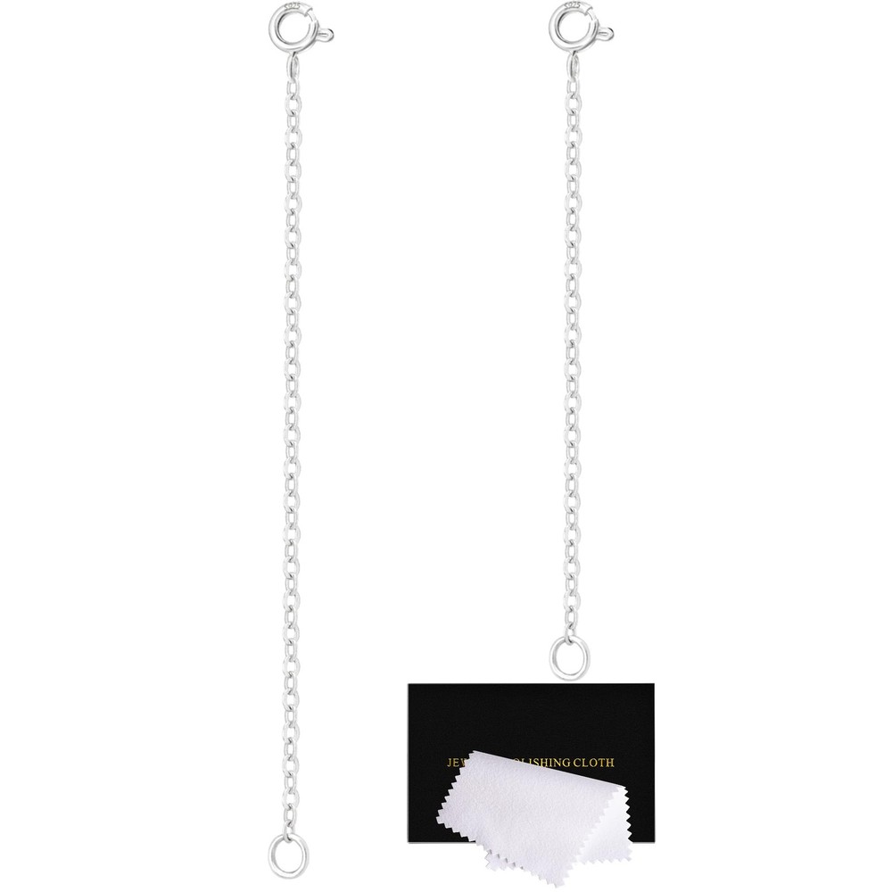 VANBARIS 925 Sterling Silver Necklace Extenders for Women, 3 4 inch, silver