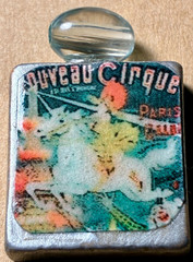 5 Handmade Wooden Tile Art Pendants Fairy Bird Nouveau Circus Unique Retro Boho