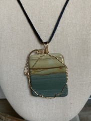 Rare Wire Wrapped Cripple Creek Picture Jasper Pendant Necklace