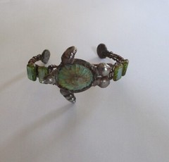 Artisan Crafted Turquoise Shell??? Glass & Copper Wire Sea Turtle Bracelet