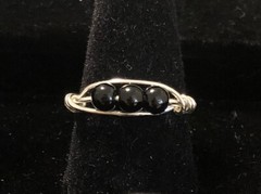 Triple Bead Black Onyx Rings. Various Sizes, Jewelry, Gifts. * Message