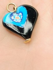 Millefiori Art Glass Heart Pendant with 14k Gold Bale