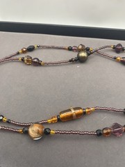 Stunning MeiFa LONG Glass Beaded Brown, Maroon and Amber Women’s Necklace