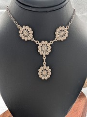 Sterling 925 Floral Link Necklace Southwest Style Daisy Concho 16–18” Adjustable