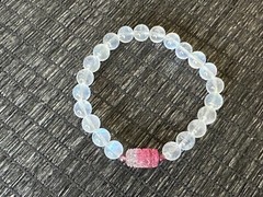 6.5 Mm blue moonstone bracelet with Tourmaline
