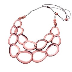 TAGUA NUT NECKLACE bib jewelry artisan handmade Ecuador. unique gift PINK NWT