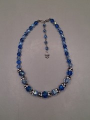 as is Vendome Blue Aurora Borealis Crystal Necklace 16.2″