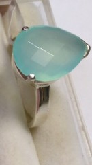 DREAMY SEA BLUE CHALCEDONY IN STERLING SILVER 925 RINGS SIZE 9.0-9.25,10.0-10.25