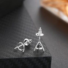 Prong Setting Round 5.5mm to 7mm Semi Mount Simple Earrings Solid 14k White Gold