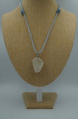 White Sea Glass Pendant: Teardrop Shape (P#147)