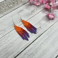 Mini Seed Beaded Earrings 2.5 Inches Colorful Lightweight Handmade