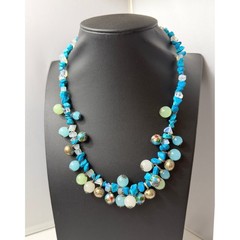 Vintage Beaded Necklace Stone Enamel
