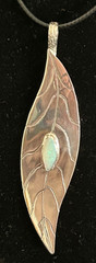 Crystal opal, from Andamooka, 0.7 ct Sterling Silver Gum Leaf Shape