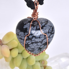 SnowFlake Obsidian Heart Copper. Stone «For Love & Grounding»