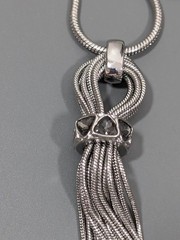 Talbots Silver Tone Chain Tassel Gray Rhinestone Long Necklace Chic 34 in