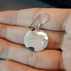 925 Sterling Silver Minimal Earrings Jewelry Earring, Hammer Circle Discs