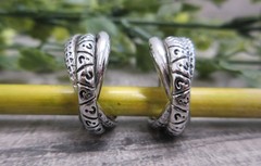 Hoop Earrings 3/4 Inch Triple Hoop Silver Tone Metal Vintage