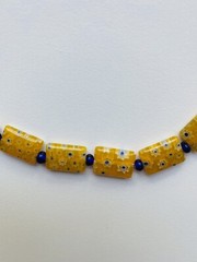 Blue and Gold Color Square Glass Beads