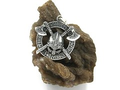 Hand Made in USA Nordic Viking Runes.925 Silver Axes Mask Irish Knot Pendant