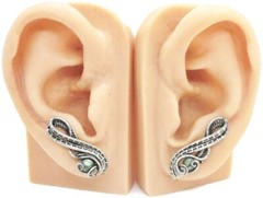 Pair of Seraphinite and Sterling Silver Ear Pins
