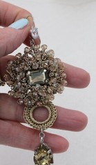 Elegant Gold Cluster Crystal Drop Dangle Earrings Long 3 3/4″ New Without Tag