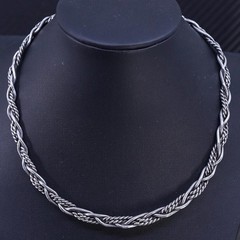 15”, Mexican sterling silver 925 woven braided cable choker collar necklace