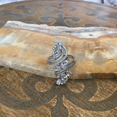 Sterling Silver Cubic Zirconia Elegant Swirl Wrap Design Ring Size 11 Signed JCL