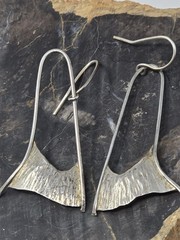 Modernist Sterling Silver Artisan Dangle Earrings Handmade