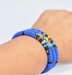 Set of 3 Handmade Glass Seed Bead Beaded Multi Color Stackable Crochet Bracelets