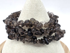 Genuine Smoky Quartz Bracelets Lot of 3 Nuggets/Chips Stretchy Size 6-6.25 NWOT