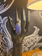 SZ 7 Lapis Lazuli Gemstone Chunky Statement Ring 925 Sterling Silver Overlay