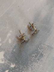 Vintage post earrings sterling silver Celtic knot Triquetra triangle patina