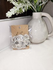 Handcrafted Crochet Brown and cream Flower Dangle Earrings (Nickel Free)