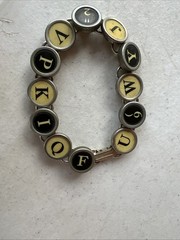 Upcycled Typewriter Key Bracelet Steampunk Literary Late-Vintage Charm 7”
