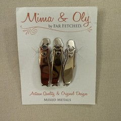 New Mima & Oly Far Fetched 3 Sisters Pin 3 Best Friends Family Mixed Metals