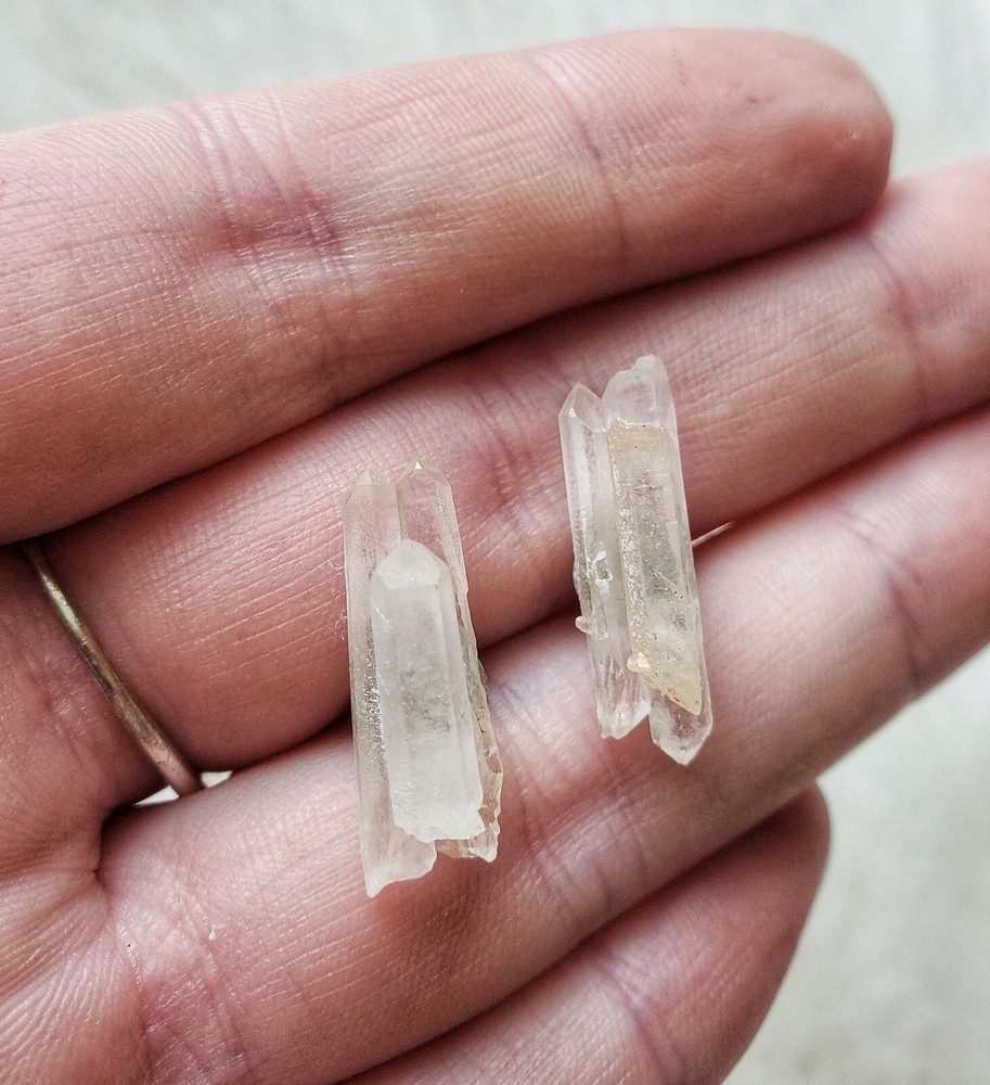 Clear Quartz Earrings – 3 crystals each – healing