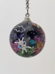 Handmade UV Resin 30mm Pendant Midnight Garden Spider Glow-in-the-dark Feature