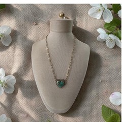 Artisan Sonoran Gold Turquoise Copper Pendant Paper Clip Chain 18”