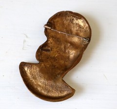 Vintage Gilt Bronze Brooch Blackamoor African American Figure Large 3.5 in