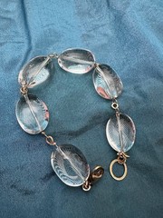 Women Bracelet Clear Glass Bead Gold Tone Wire Connection 7.0 By NCB Jewelry