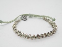 Pura Vida Signed Silver Metal Beads Braid Strings Cord Jewelry Tennis Bracelet