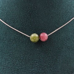 Minerals And Gemstones. Necklace 2 Multicolored Tourmaline Pearls 8 Mm Ch