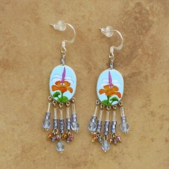 Hand-Painted-Beaded Flower Earrings-Dragonfly-Made in Peru-Fair Trade Jewelry