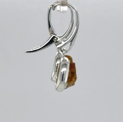 Natural / Raw Cut Oval Yellow CITRINE Rough Earrings – 925 STERLING SILVER #65e