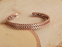 Matte Pure Solid Copper Magnetic Bracelet Arthritis Therapy Cuff Herringbone